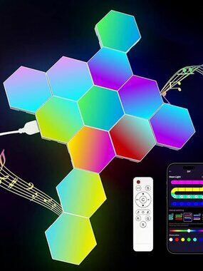 New 12-Pack Hexagon Light Panels – Smart RGB LED Wall Lights with App & Remote